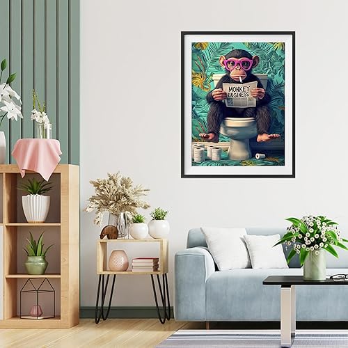 TOSTOG Diamond Painting Kit Adulte,Diamant Painting Images Ronde Diamond Peinture Diamant Adulte,Gorille Mignon 5D DIY Cristal Débutant Art Set pour Décoration Murale Maison 30x40cm - Nail Gallerys