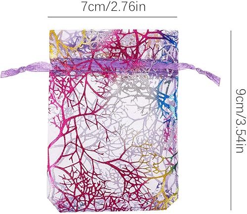 Phoetya Lot de 100 sacs cadeaux en organza 7 x 9 cm Motif corail - Nail Gallerys