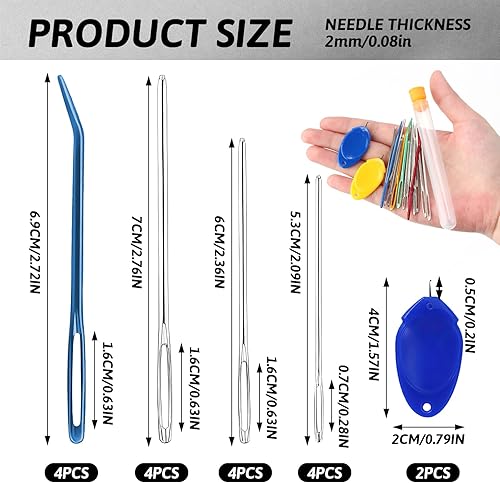 Aiguille a Laine Aiguille à Coudre - Lot de 18 Aiguilles de Couture en Aluminium - Aiguilles à Laine, Aiguilles à Bout Rond et Aiguilles Coudées - Accessoires de Couture Pratiques pour Projets DIY - Nail Gallerys