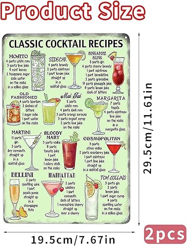 JOKILY 2 Pièces Plaque Metal Vintage en Fer Classic, Vintage Plaque Métallique, Poster Métallique Vintage Cocktail Classiques en Métal, Affiche de bar Rétro pour Cafe Bar Restaurant Pub Série Bière - Nail Gallerys