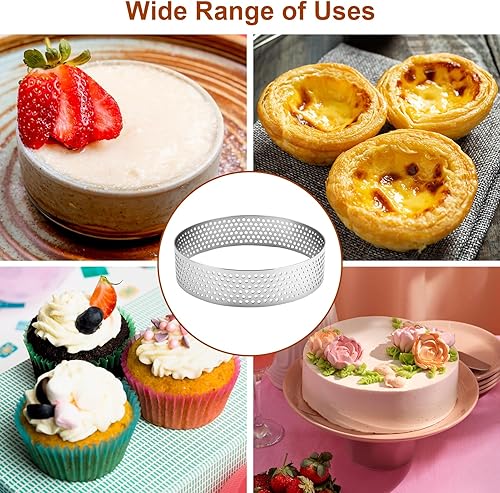 6 Pièces Ø 8 cm Cercle à Pâtisserie, Cercle à Tarte Perforé en 430 Acier Inoxydable, Moule à Tartes Pâtisseries Mini Gâteaux Mini Pizzas Muffins - Nail Gallerys