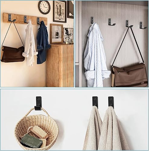 GZLCEU Lot de 4 crochets noirs en acier inoxydable avec 8 vis, 8 tubes d'expansion pour la famille, la salle de bain, les ustensiles de cuisine, les vêtements, les clés, les sacs (noir) - Nail Gallerys