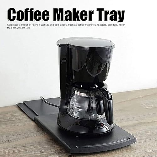 TOPINCN Plateaux de Cafetière, Tapis de Plateau de Cafetière Coulissant sous L'Appareil de Comptoir Appareil de Machine à café Support Mobile Noir - Nail Gallerys