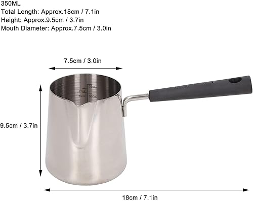 Cafetière Turque, Chauffe-beurre En Acier Inoxydable Marmite à Lait Marmite Casserole Mini Casserole Avec Bec Verseur Chauffe-lait Pot(900ML) - Nail Gallerys