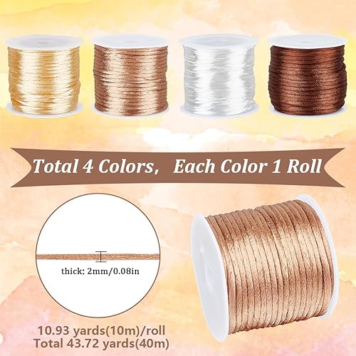 SUNNYCLUE 295 Yards 6 Couleurs Cordon de Perles en Nylon 0.8mm Fil Tressé en Nylon Noir Blanc Jaune Vert Cordon de Noeud Chinois Bracelet D'Amitié Fil de Tressage pour Bracelets Kumihimo Perles Macram - Nail Gallerys