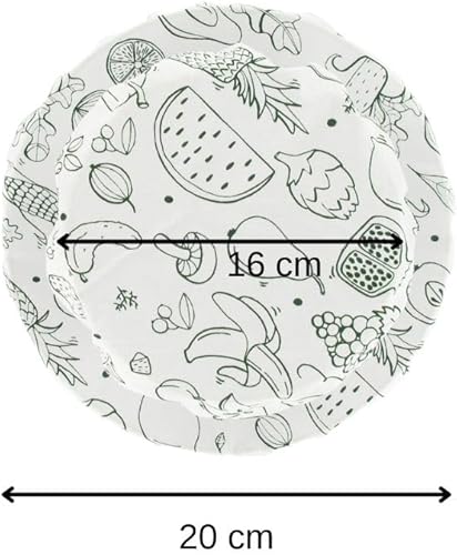 Fackelmann 49036 Lot de 3 couvercles réutilisables en coton, Couvercles de conservation en tissu lavables, Blanc, Vert, Coton, 8 cm, 16 cm et 20cm - Nail Gallerys