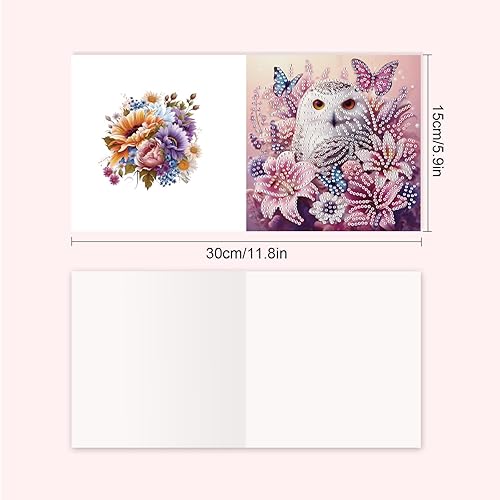DCIDBEI 8 Pièces Peinture Diamant Cartes de Voeux Diammond Painting Carte Joyeux Anniversaire Broderie Diamant Cadeau pour Amis et Famille Cartes de Félicitations Carte Cadeau Chouette Hibou - Nail Gallerys