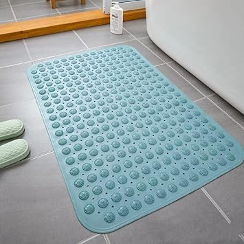 HOME ZEN HOUSEHOLD LINEN Tapis de douche antidérapant avec vent 100 % PVC plastique de qualité confortable, anti-moisissure, sécurité pour enfants et personnes âgées, 50 x 50 cm, turquoise - Nail Gallerys