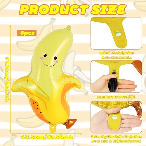 Ballon Bananes 6 Pièces Ballons Forme de Banane Ballon Jaune Hawaïens Fruit Aluminium pour Fête Thème Bananes, Anniversaire Enfants Decoration - Nail Gallerys