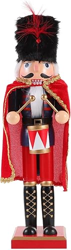 PRETYZOOM Casse-Noisette en Bois Décorations De Noël Grand 38 Cm Traditionnel Drôle Casse-Noisette avec Cape Roi Soldat Décor De Noël Festif pour Étagères Tables - Nail Gallerys