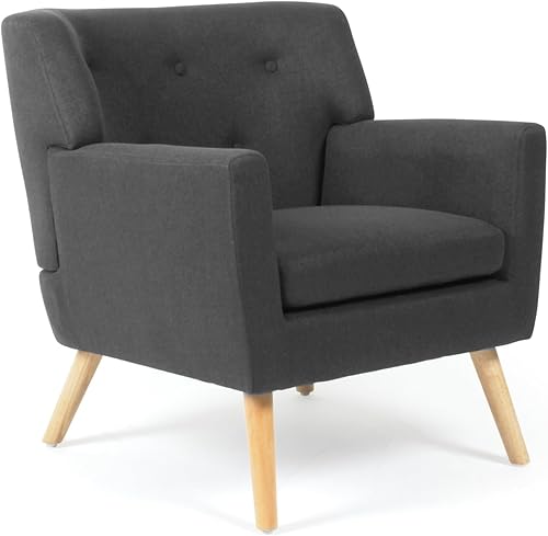 IDMarket - Fauteuil scandinave LIV en Tissu Gris Anthracite - Nail Gallerys