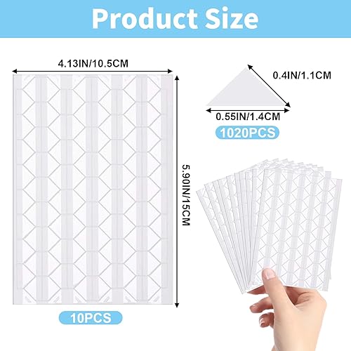 1020 Pcs Coins Photo Autocollants, 10 Feuilles Coins Adhésifs Transparents pour Photos, Coins de Fixation Solides pour Albums Photo et Scrapbooking, Idéaux pour Journaux Intimes et Loisirs Créatifs - Nail Gallerys