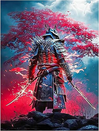 SHEGZHUC Diamond Painting Samouraï 40 x 50 cm - Cerisier Japon Paysage Fleur de Cerisier - Art Broderie Point de Croix Images Cadeau Décoration - Nail Gallerys