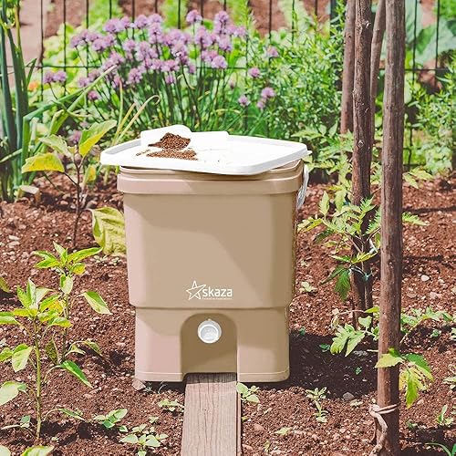 skaza Exceeding Expectations. Bokashi Organko Set (2 x 16 L) Composteurs 2X pour Jardin et Cuisine en Plastique Recyclé | Kit de démarrage avec Activateur de Fermentation EM 1 kg (Olive-Blanc) - Nail Gallerys