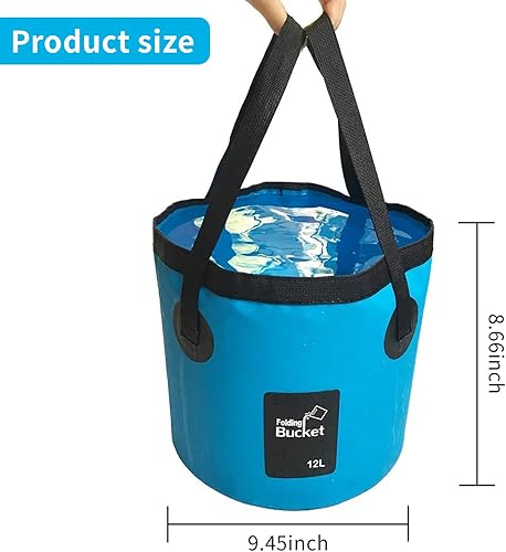 VINSPIRE Seau pliable de 12 L – Réservoir d'eau portable pliable pour le camping, la pêche, l'extérieur, la plomberie – Sac seau étanche renforcé pour le trempage des pieds, le lavage de voiture, le - Nail Gallerys