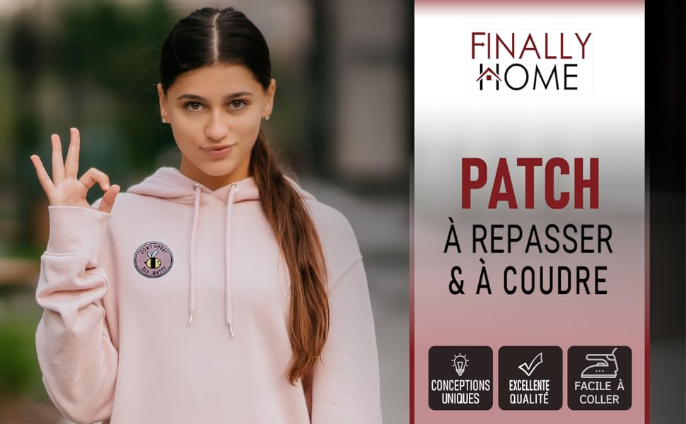 Femme avec patch abeille sur pull Patch à repasser à coudre conceptions uniques excellente qualité