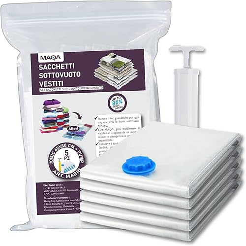 MAQA Sacs sous vide pour vêtements avec pompe à vide – Sous vide réutilisables, pour couvertures, couettes, oreillers, draps – sacs peu encombrants et pour voyage (80 x 100 cm, 3 unités) - Nail Gallerys