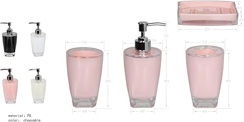 Fingey Kit d'accessoires de salle de bains au design moderne composé de 4 pièces : porte-savon, support de brosse à dents, distributeur de savon, verre à dent - Nail Gallerys