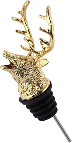 Mousyee Verseur Alcool, Verseurs de Vin Verseur en Alliage de Zinc avec Une Forte Tension Verseurs en Forme de Tête de Cerf de Ppolissage Vintage Durable et Pas Facile à Rouiller pour 18mm-20mm (Dor) - Nail Gallerys