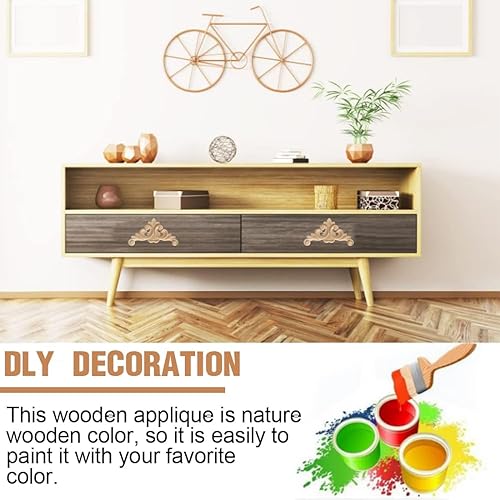 KSJEHW 12 Pièces Bois Sculpté de Rose Fleur Applique en Bois non Peint Moulure Décorative avec Papier Abrasif Cadre Coin Onlay pour Porte Meubles Cabinet Mural Armoire Décor Maison(Style 2,6x6cm) - Nail Gallerys
