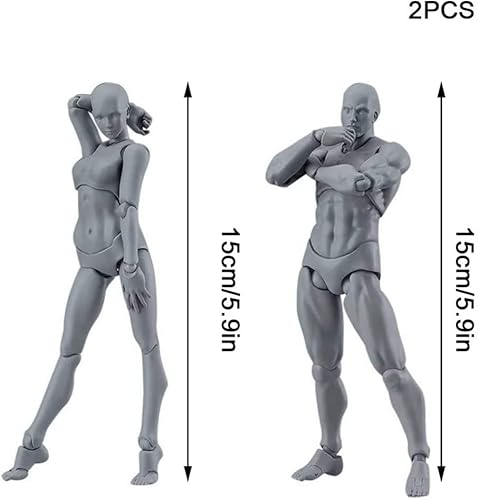 Naisicatar 2pcs Mannequin Humain, 5,91 Pouces Figures de Dessin Masculin et féminin Modèle Action Figure de Peinture corporelle de Mannequin de Dessins Poséable Modèle pour Les Artistes - Nail Gallerys