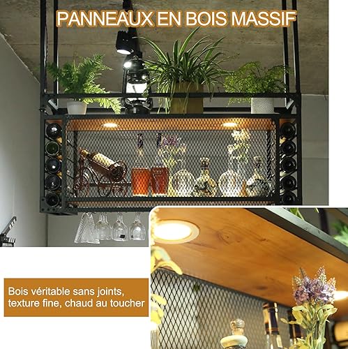 Ywanwj Casier à vin Industriel à Double Couche Mural, Casier à Vin Mural, Casiers à Bouteille, Casier à Vin Mural pour Bouteilles de Vin, Casier à Vin avec Support en Verre - Nail Gallerys