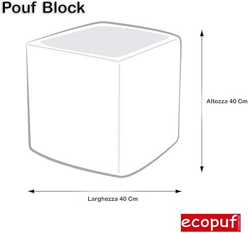 Ecopuf Pouf repose-pieds carré | Ottomana Cube 40 x 40 x 40 cm | Repose-pieds Canapé entièrement déhoussable résistant et anti-déchirure | Tabouret confortable en similicuir - Nail Gallerys