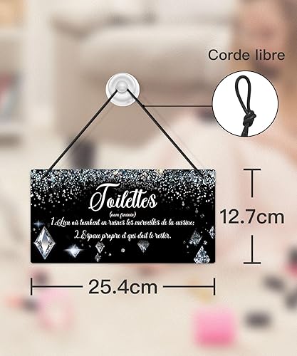 Putuo Decor - Plaque TOILETTES – Décoration Humoristique en Bois Vieilli Bleu – Usage Limité à 5 Min, Lecture Tolérée – Style Vintage - Nail Gallerys