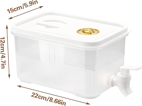 3,5L Distributeur de Boisson avec Robinet Distributeur d'eau Froide pour Réfrigérateur avec filtre pour Boissons Froides, Cocktails, jus de Fruits 22x15x12 cm - Nail Gallerys