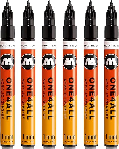 Molotow mo127101 ONE4all 127 HS de 6 EF pour charpentier, noir, contenu du - Nail Gallerys