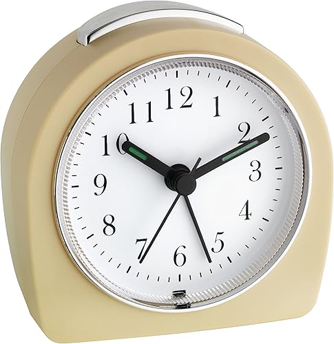 TFA Dostmann 60.1021.09 Réveil analogique Silencieux, Alarme avec Fonction Snooze, rétroéclairage, Beige, 60.1021.09, L 87 x l 55 x H 90 mm - Nail Gallerys