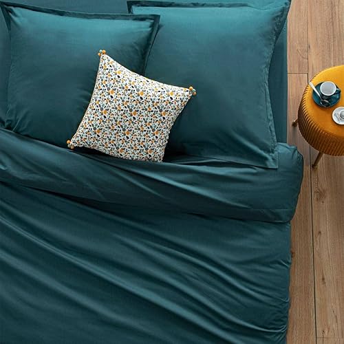 Atmosphera - Drap en Coton - Bleu Canard 240x290 cm - Nail Gallerys