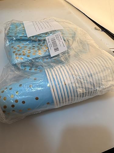 Shodiffy Kit Anniversaire, Assiette Anniversaire Fille Party Decoration Vaisselle 125 Pièces avec Tasse Serviette Papier Assiettes Tasses Serviettes pour 25 Invités (Bleu) (Bleu) - Nail Gallerys