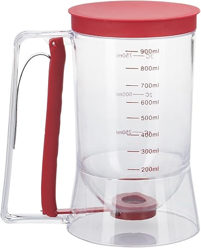 Westmark Doseur/Diviseuse de Pâte avec Couvercle et Graduations, Capacité : 900 ml, Plastique, Transparent/rouge, 30122260 - Nail Gallerys