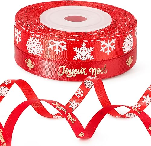 2 Rouleaux de Ruban de Satin de Noël 10 Yards de Rubans Joyeux Noël Ruban Rouge Vert pour Emballage de Cadeau et Décoration de Noël - Nail Gallerys