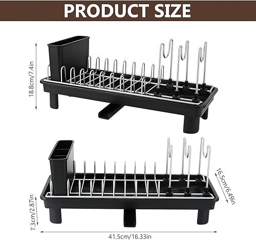 FUOBECIE Petit égouttoir à vaisselle, extensible, pour évier, porte-couverts, égouttoir à vaisselle (43 x 17 x 8 cm) - Nail Gallerys