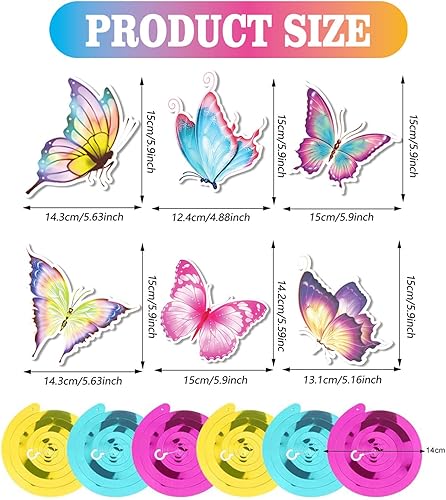 JDCMEI 12 Pièces Décorations de Tourbillon Suspendues de Papillon, Streamers Butterfly Suspendu la Décoration Tourbillonnante Tourbillon Suspendu Papillon pour Maison,Salle de Classe,Douche Prénatale - Nail Gallerys
