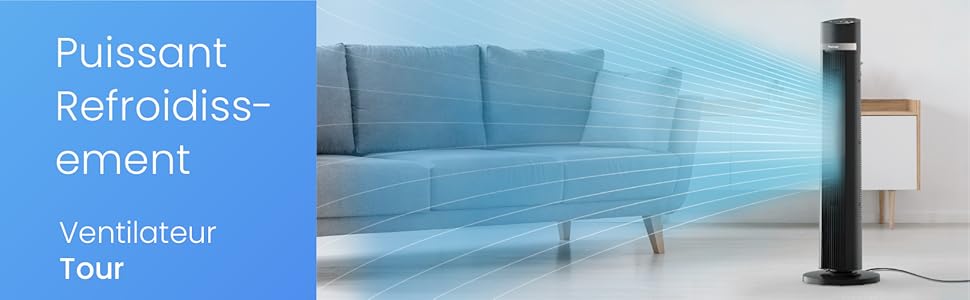 ventilateur tour probreeze grand 100 cm colonne puissant ete minuteur noir