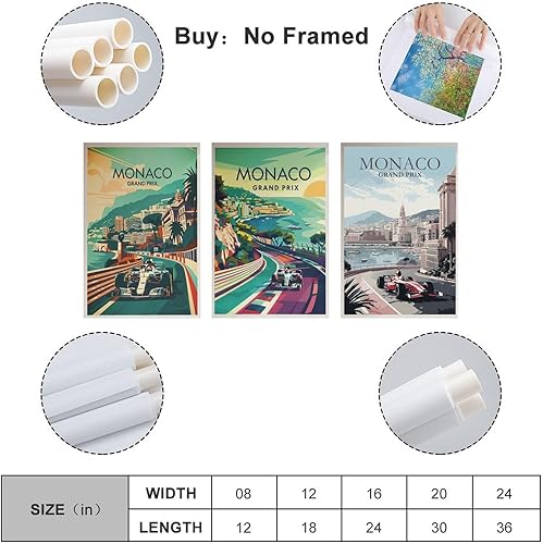 Ockxin Lot de 3 affiches vintage de Formule 1 - Couverture de voiture F1 - Art mural - Affiches décoratives sur toile - Affiches décoratives pour chambre - Affiches décoratives - Affiches décoratives - Nail Gallerys