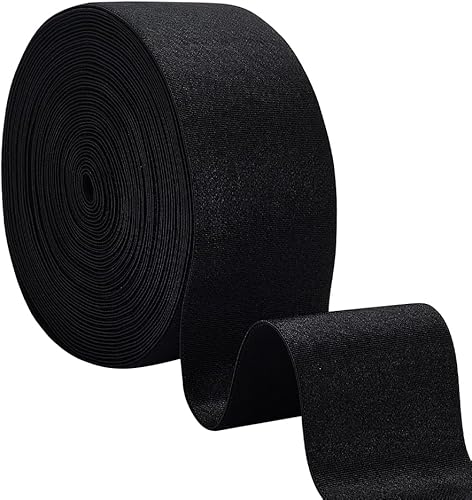 BENECREAT Bandes Élastiques Lisses en Satin Noir de 10 yards/9.1 m Garniture Très Extensible de 50mm pour Vêtements Pantalons Ceinture Perruques Jupes Projets de Bricolage - Nail Gallerys