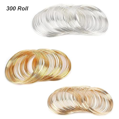 300 Boucles Fil de Mémoire en Acier, Fil de Mémoire de Bracelet, Fil d'Aluminium Artisanal, Fil d'Aluminium Artisanal Bracelet, pour Fabrication de Bijoux, La Fabrication de Bracelets (3 Couleurs) - Nail Gallerys