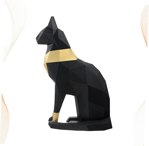 Zerodeko Modèle De Chat Égyptien Papier Stéréoscopique DIY Décoration Fait Main Origami Géométrique Trois-dimensionnel Version Noire Et Dorée - Nail Gallerys