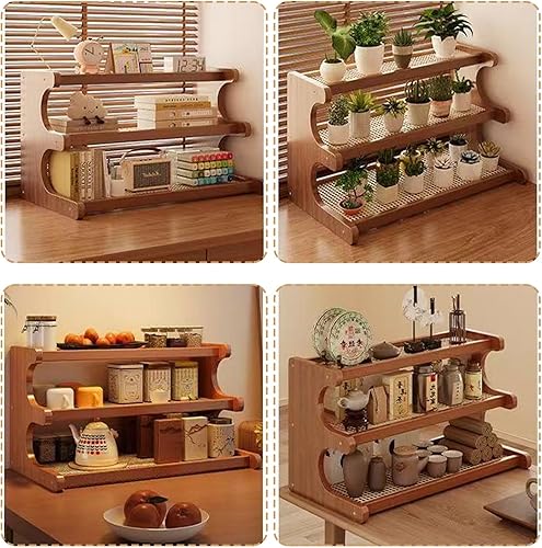 AIRCADIA Organisateur de cuisine en bambou imitation rotin - Décoration de cuisine - Étagère à épices debout - Rangement et organisation des dosettes de café - Organiseur de thé pour bureau (bambou) - Nail Gallerys