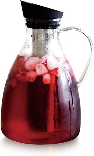 Viva Scandinavia Carafe en Verre avec infuseur et Couvercle à Bec verseur en Silicone Amovible, Convient pour Boissons Froides et Chaudes, 2.0 l Infusion - Nail Gallerys
