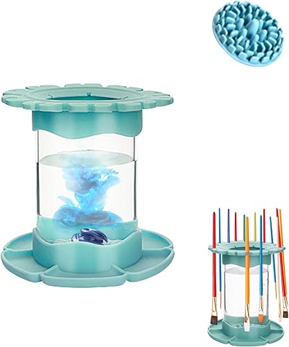 Skeadex Nettoyeur Pinceaux Peinture, Silicone Porte Pinceau Peinture, Supports De Rangement Pour Pinceaux, Gobelet De Rinçage Peinture Studio Maison Aquarelle À Base D'Eau (Bleu, Medium) - Nail Gallerys