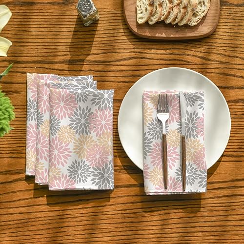 Artoid Mode Lot de 4 serviettes en tissu - Motif : dahlias - 45 x 45 cm - Protection anti-taches - Pour cuisine, dîner, café, fête - Nail Gallerys