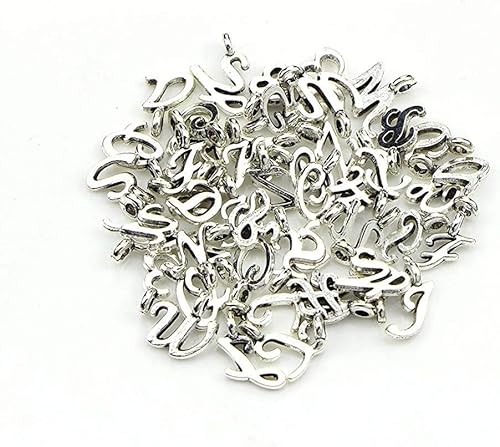 PULABO 52 pcs Lettre Alphabet Mini AZ Lettre Breloques pour Fabrication de Bijoux Ensemble alphabétique Bricolage Artisanat Breloques pour Collier à Faire soi-même Bracelet Ensemble créatif - Nail Gallerys