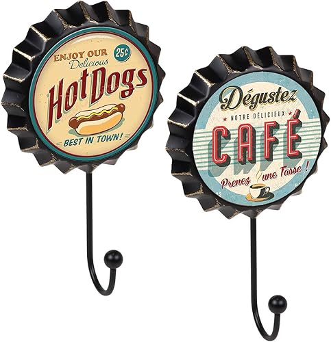 Lashuma Lot de 2 grands patères muraux en métal - 19 x 11 cm - Porte-serviettes vintage pour cuisine - Nail Gallerys