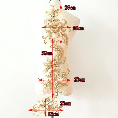 Applique 3D Dentelle Patch Broderie Perles Patchs Fleur Dentelle Garniture Pour Bricolage Artisanat Couture Découpe Mariage Vêtements de Mariée Décoration Rose - Nail Gallerys