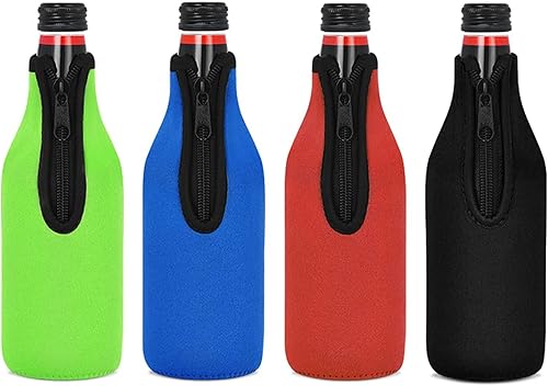Hnsedjdh Lot de 4 pochettes isothermes pour bouteilles de bière avec fermeture éclair - Nail Gallerys